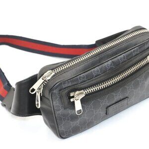 Gucci Soft GG Supreme Monogram Web Belt Bag - Black/Grey